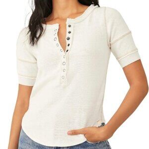 We the Free / Free People On The Run White Henley Top Women’s Size Extra Small